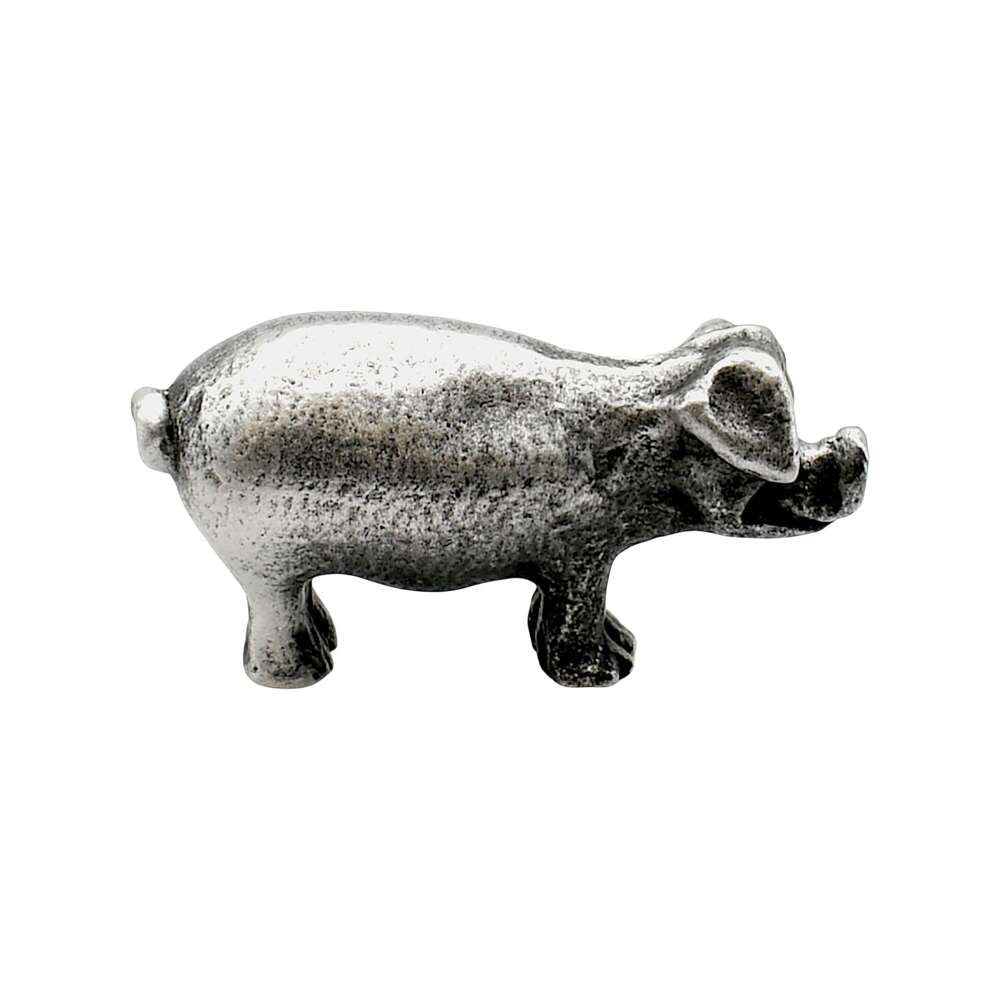 English made pewter small pig ornament opposite side view showing snout and rounded body XCSORN076