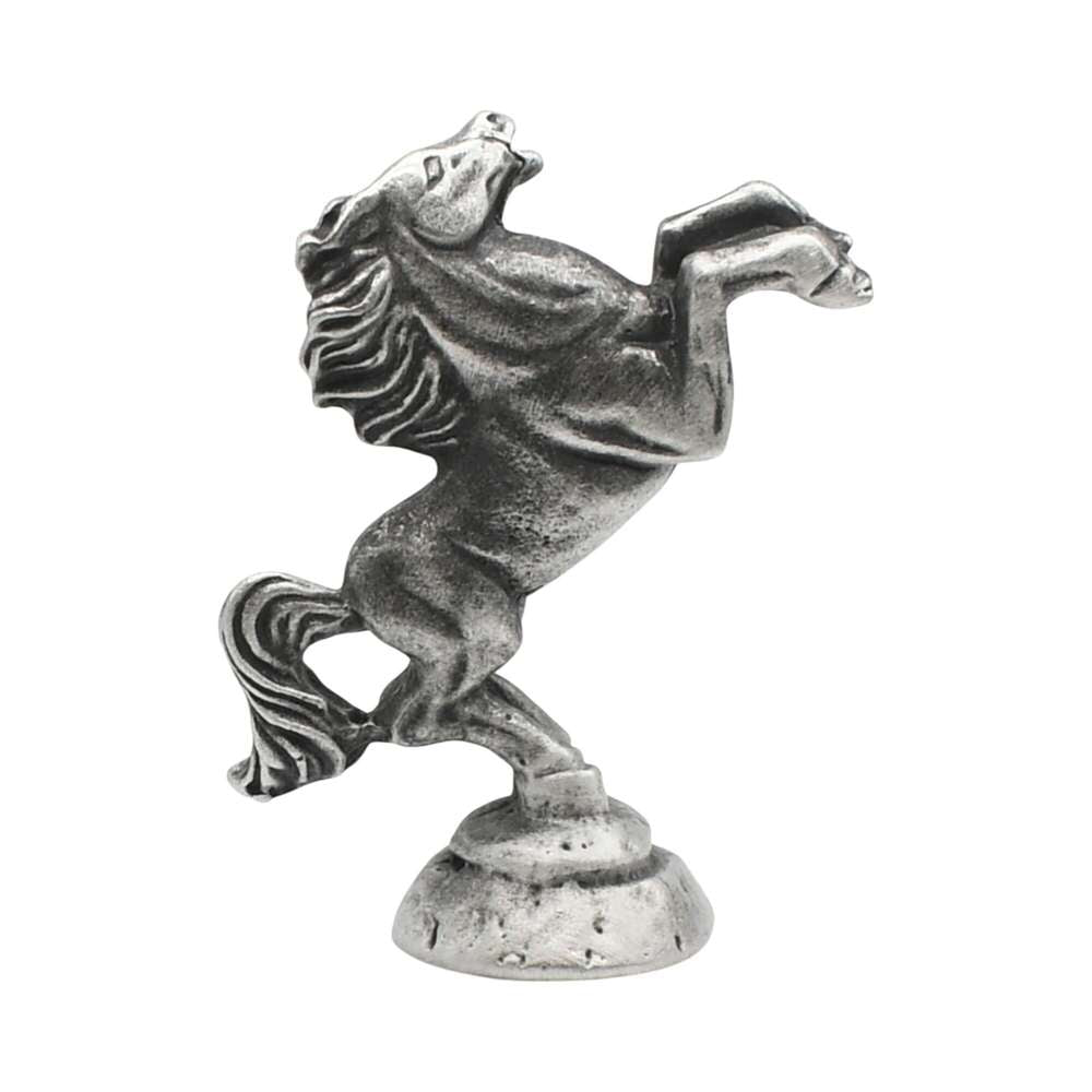 English made pewter rearing circus horse ornament reverse profile showing mane and tail XCSORN095