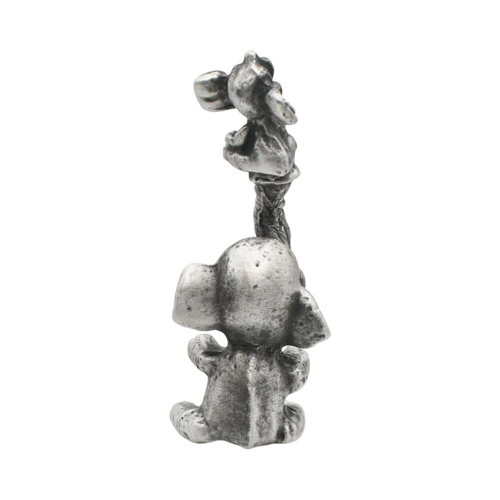English made pewter elephant with baby figurine ornament, reverse view showing sculpted details XCSORN104