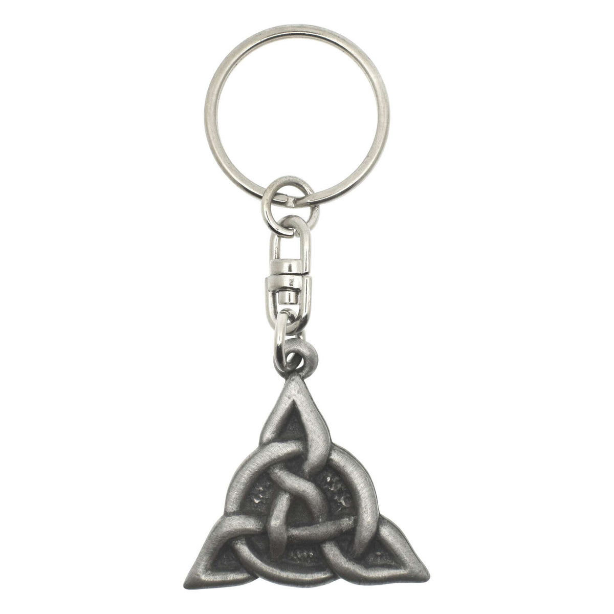 Interwoven Celtic triangle pewter keyring