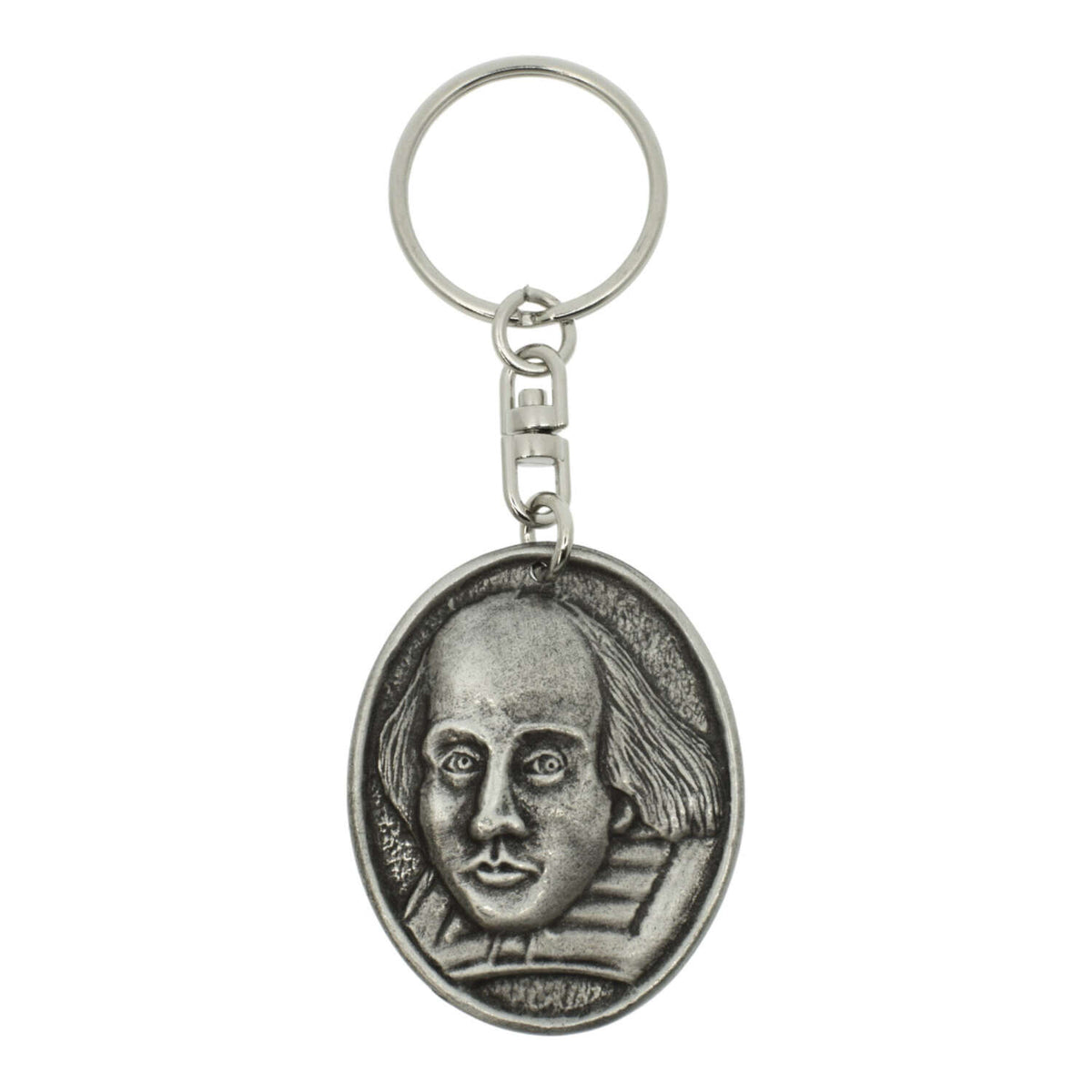 Oval William Shakespeare portrait pewter keyring