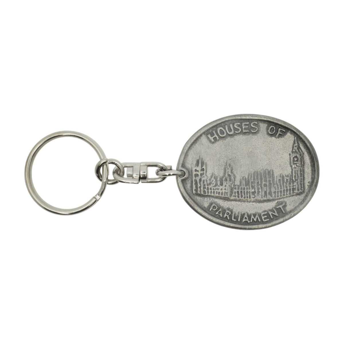 Houses of Parliament oval pewter London souvenir keyring