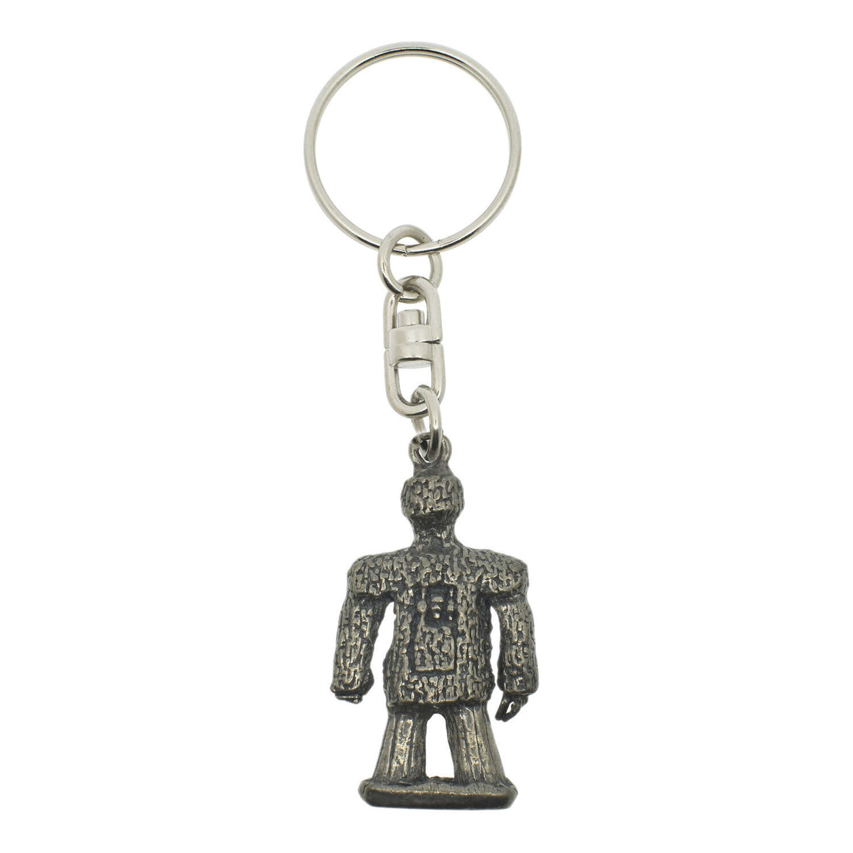 Wicker Man figure pewter keyring with textured woven detail