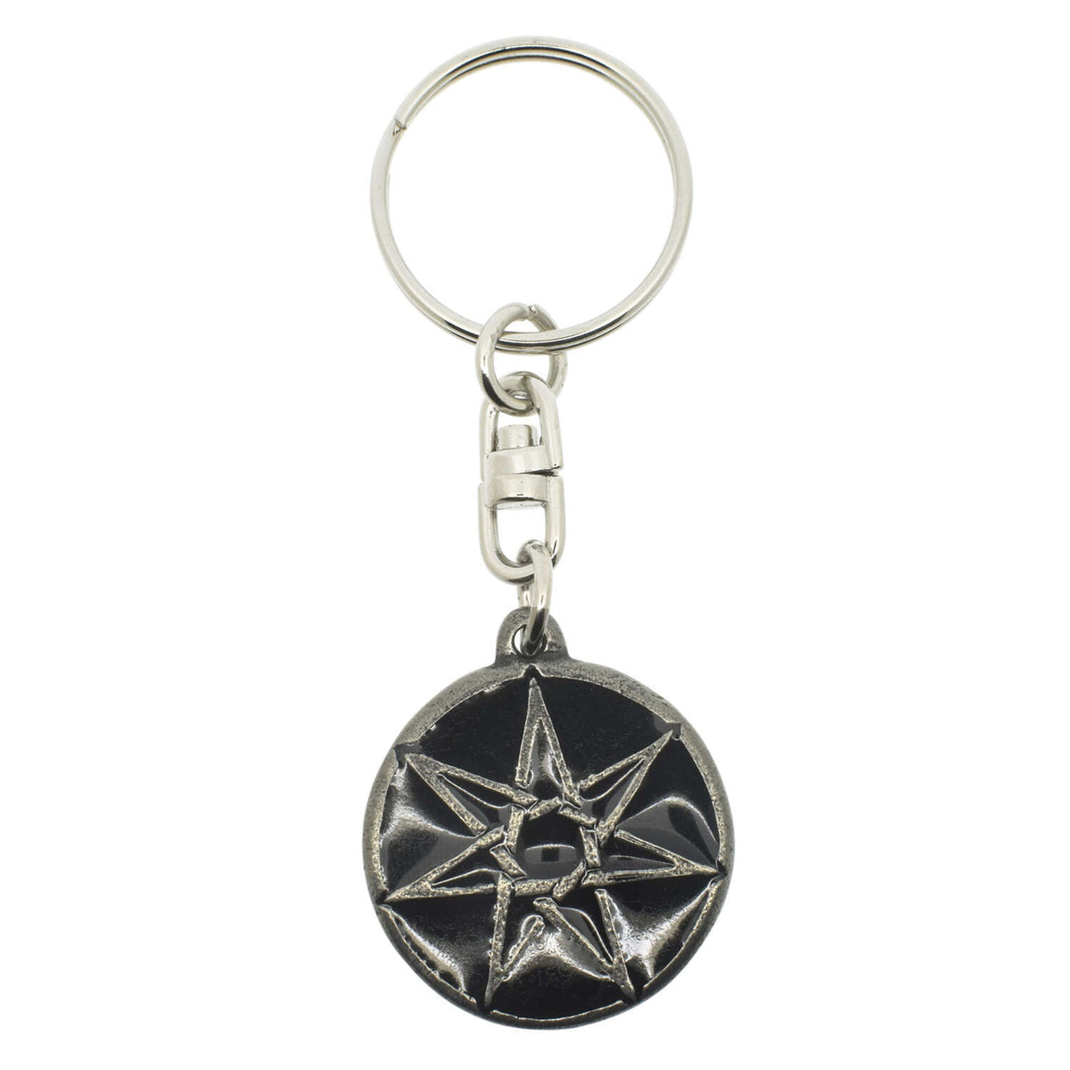 Seven point star septagram pewter keyring