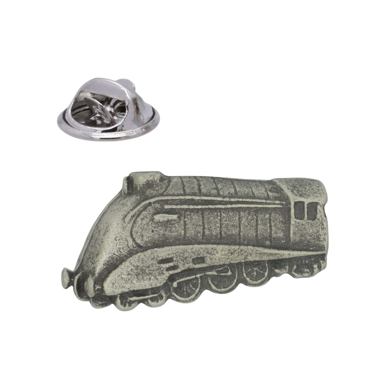Mallard streamlined steam locomotive pewter lapel pin badge with butterfly clasp