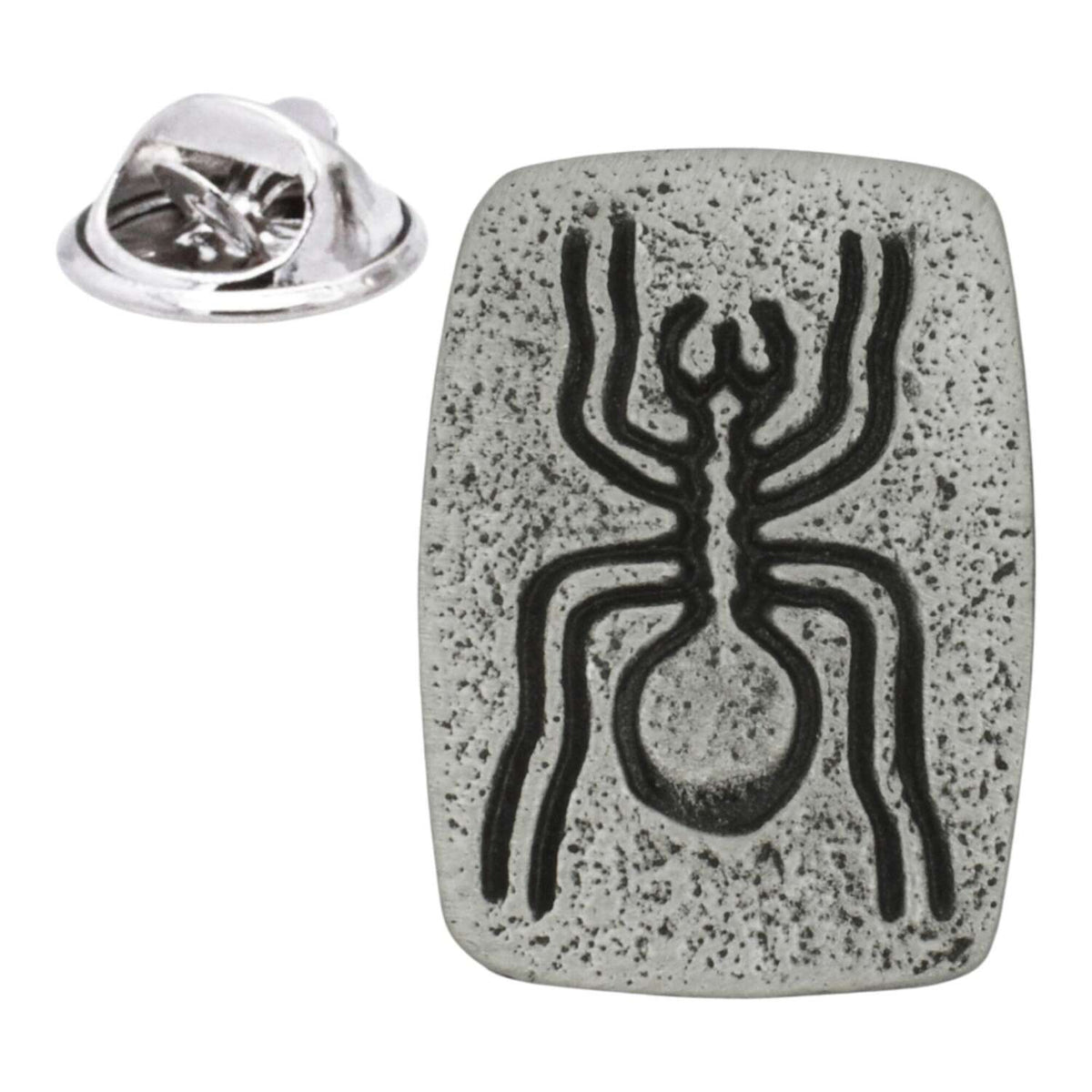 Nazca Spider Peruvian geoglyph antique silver pewter lapel pin badge with butterfly clasp