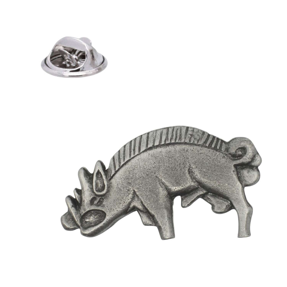 Bosworth Boar Richard III medieval heraldic wild boar pewter lapel pin with butterfly clasp