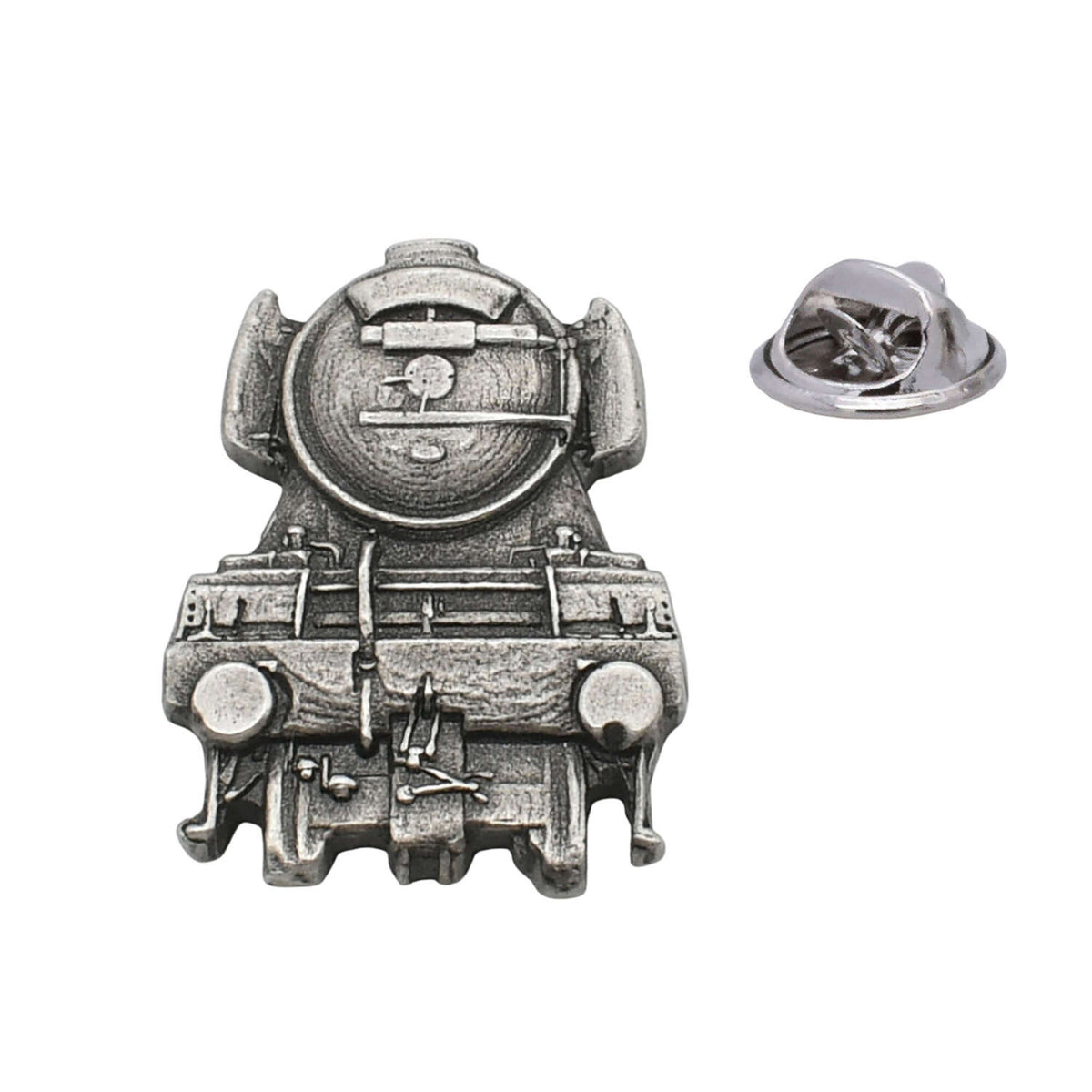 Flying Scotsman steam railway locomotive front view antique silver pewter lapel pin badge