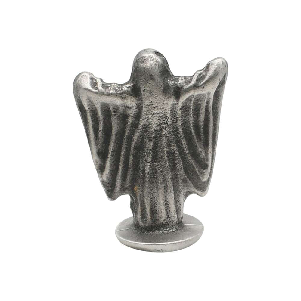 English-made pewter ghost figurine ornament rear view showing draped folds on circular base XDHORN0541