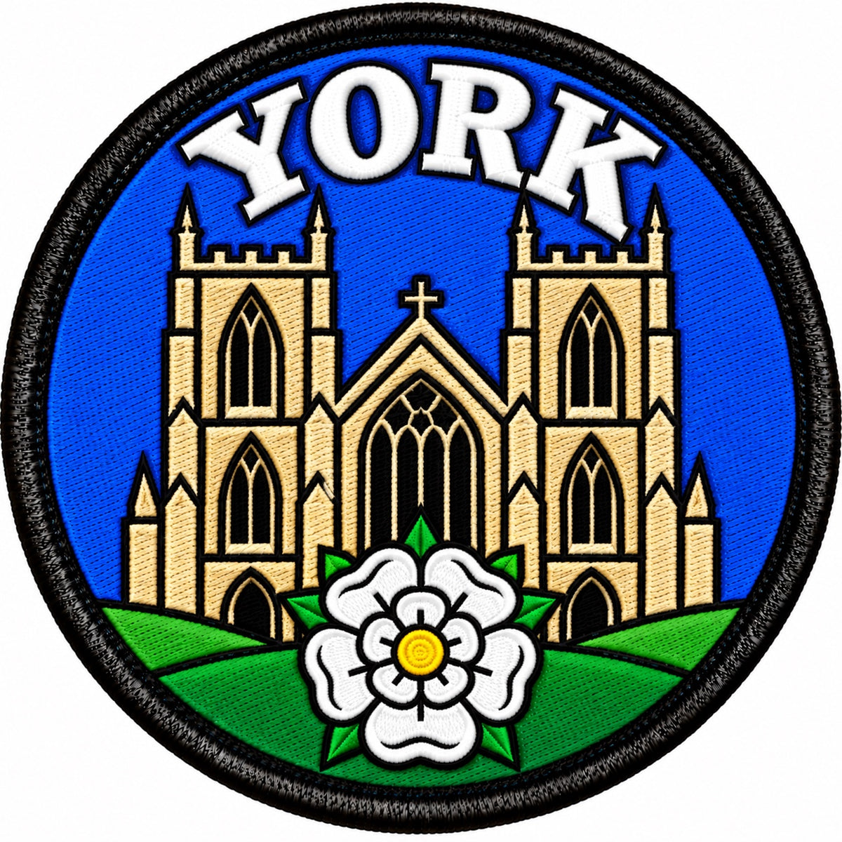 York Minster Cathedral Yorkshire White Rose 80mm Embroidered Patch