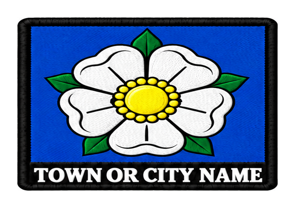 Yorkshire personalised county patch artwork preview, 90 x 60mm