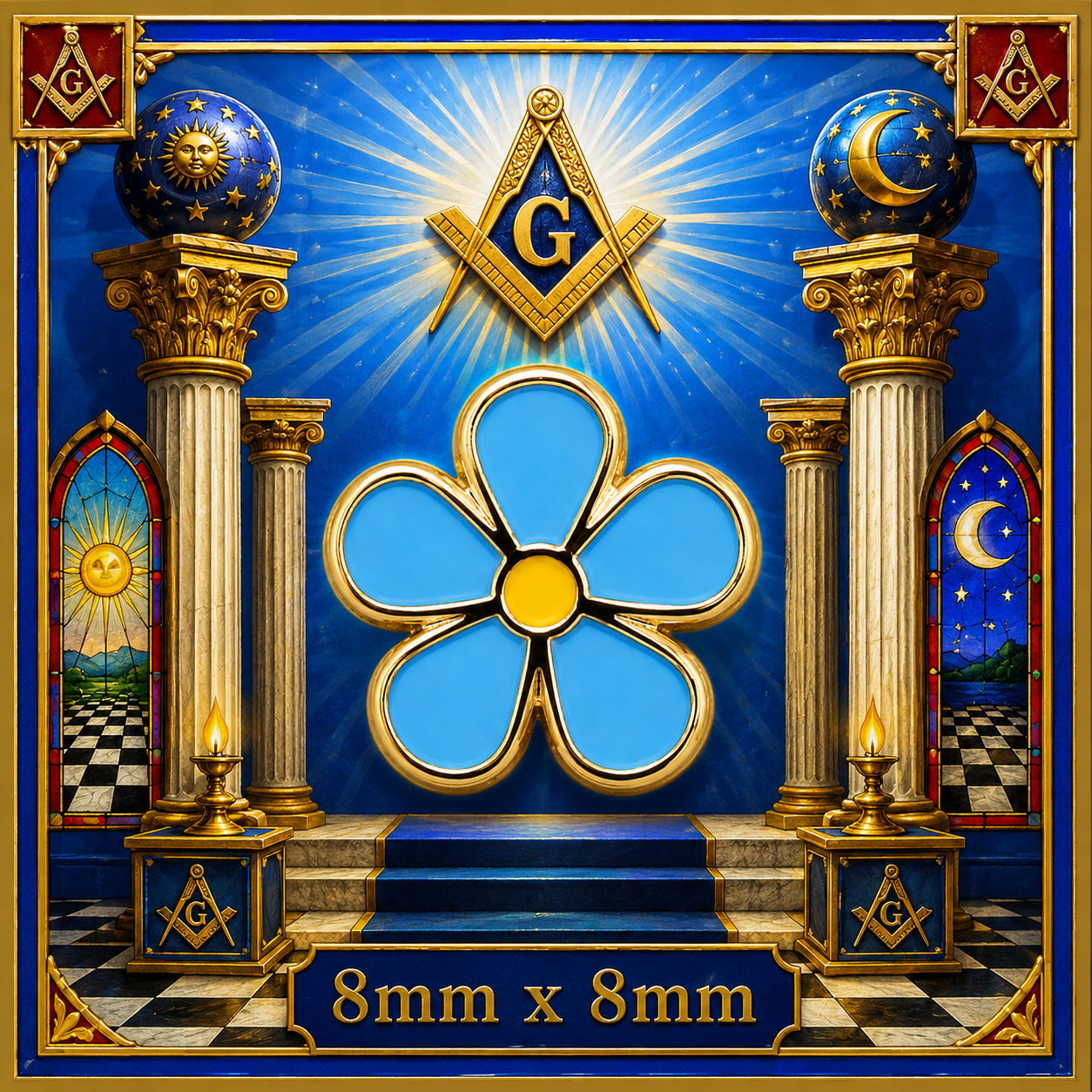 Small 8mm Masonic Forget-Me-Not Badge: A Discreet Symbol of Brotherhood