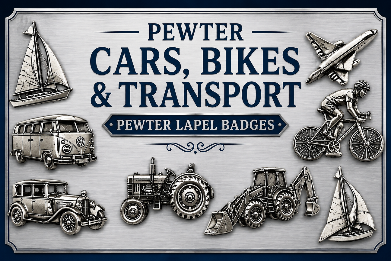 Pewter Cars Bikes and Transport Lapel Badges Collection