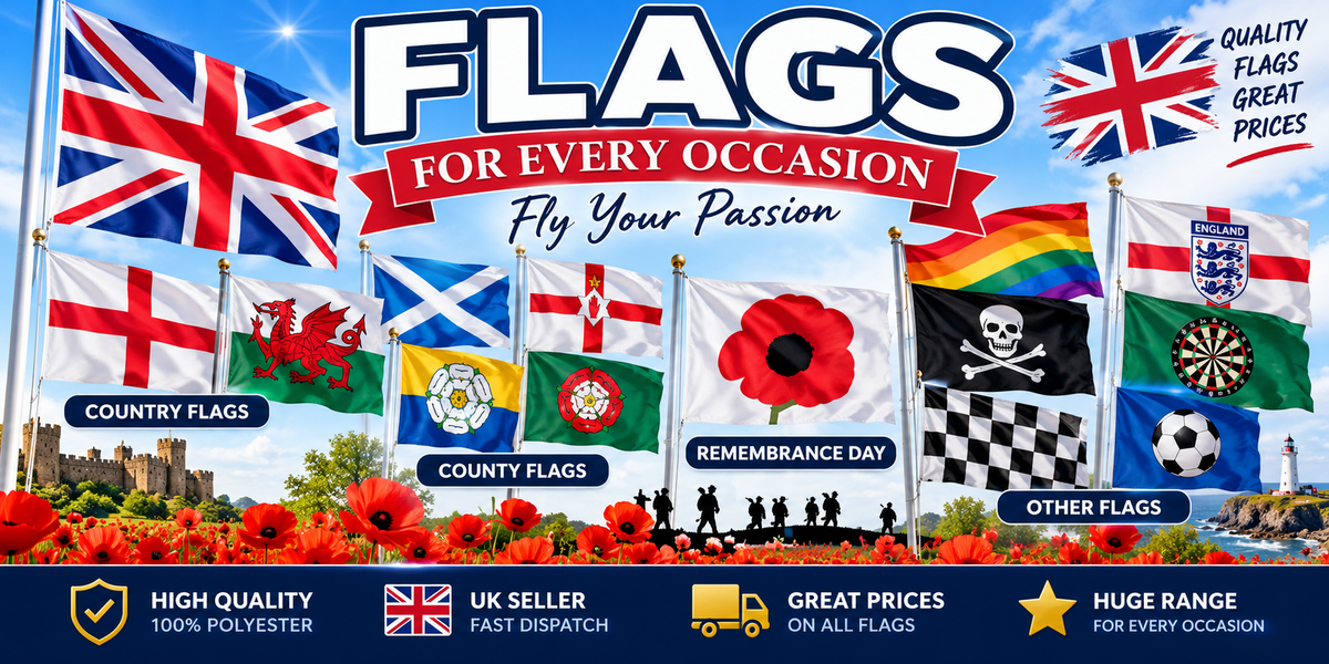 Flags collection featuring country, county, remembrance and other flags from Trophies-Awards