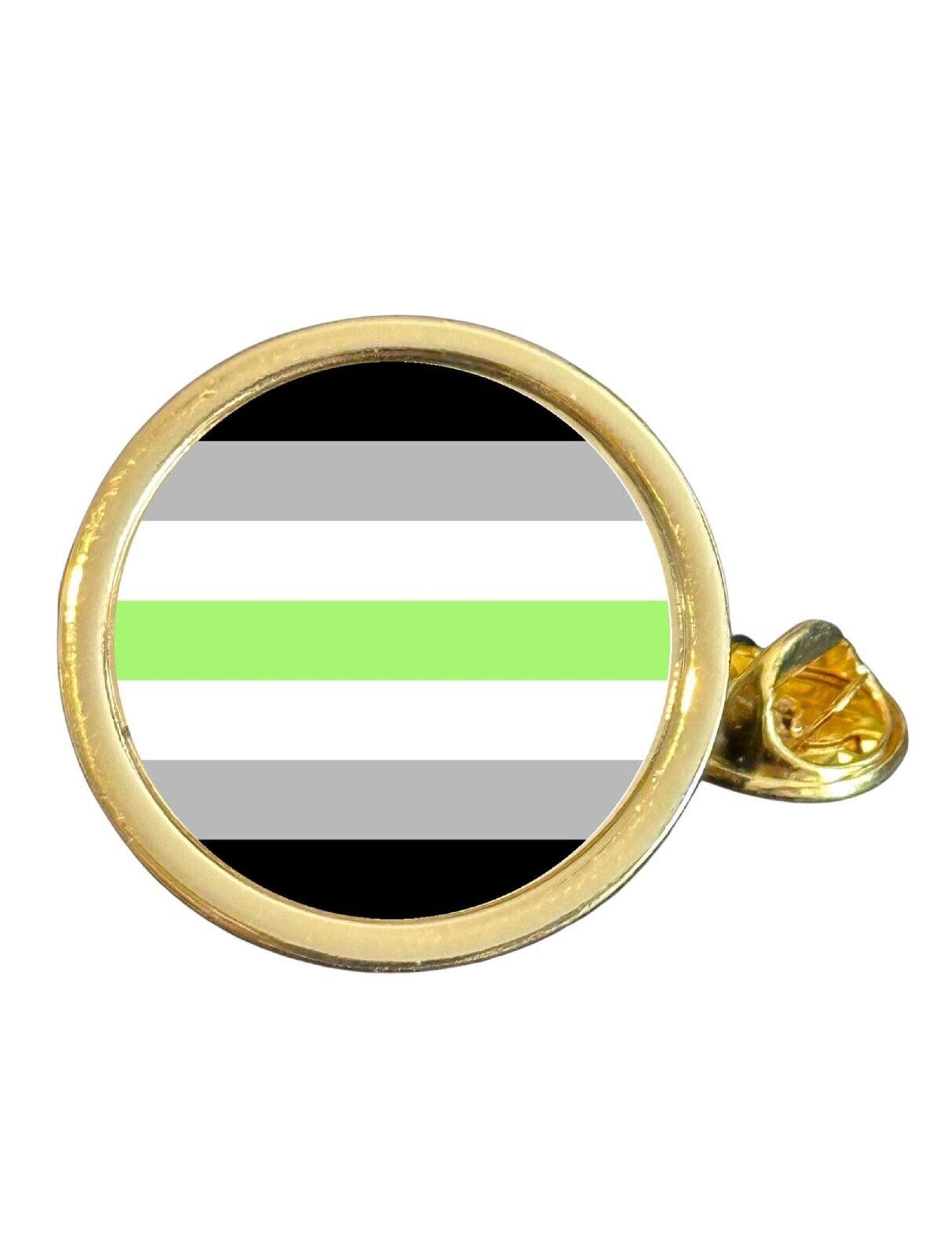 Agender LGBTQ+ Pride Gold Plated Domed Lapel Pin Badge in Bag image 0