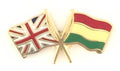 Great Britain & Bolivia Flags Friendship Courtesy Enamel Lapel Pin Badge image 0