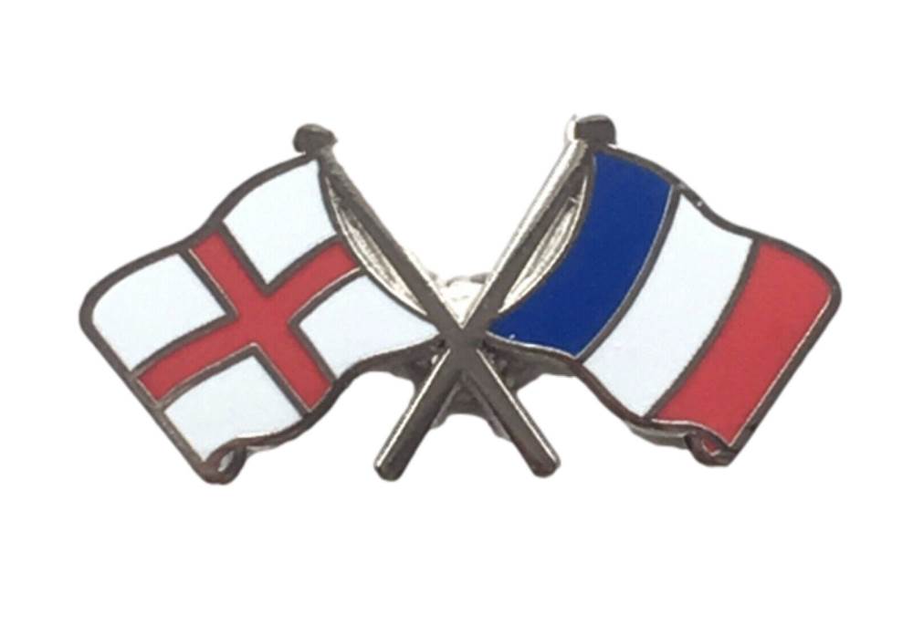 England & France Flags Friendship Courtesy Enamel Lapel Pin Badge T952 image 0