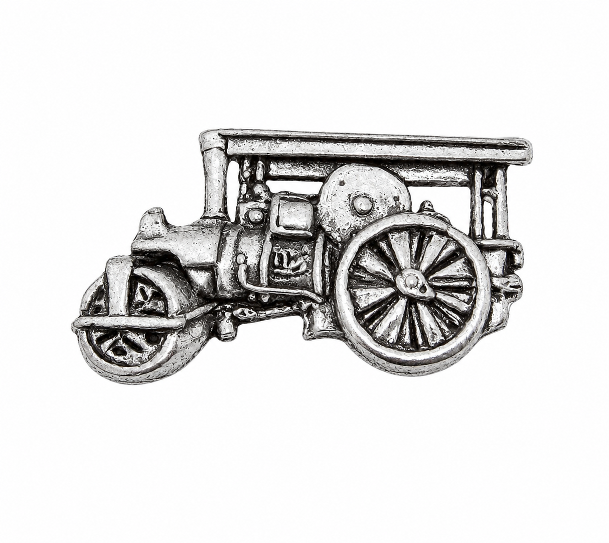Pewter vintage steam roller traction engine lapel pin badge