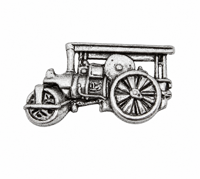 Pewter vintage steam roller traction engine lapel pin badge