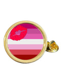 Lipstick Lesbian LGBTQ+ Pride Gold Plated Domed Lapel Pin Badge in Bag image 0