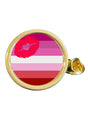 Lipstick Lesbian LGBTQ+ Pride Gold Plated Domed Lapel Pin Badge in Bag image 0