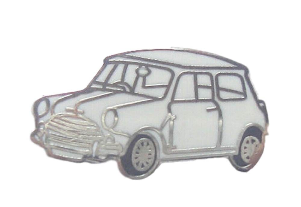 Mini Motorcar White Quality Enamel Lapel Pin Badge image 0