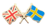 Union Jack & Sweden Flags Friendship Courtesy enamel Lapel Pin Badge T265 image 2