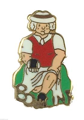 Bowling Comic Lady Bowler Quality enamel lapel pin badge image 0