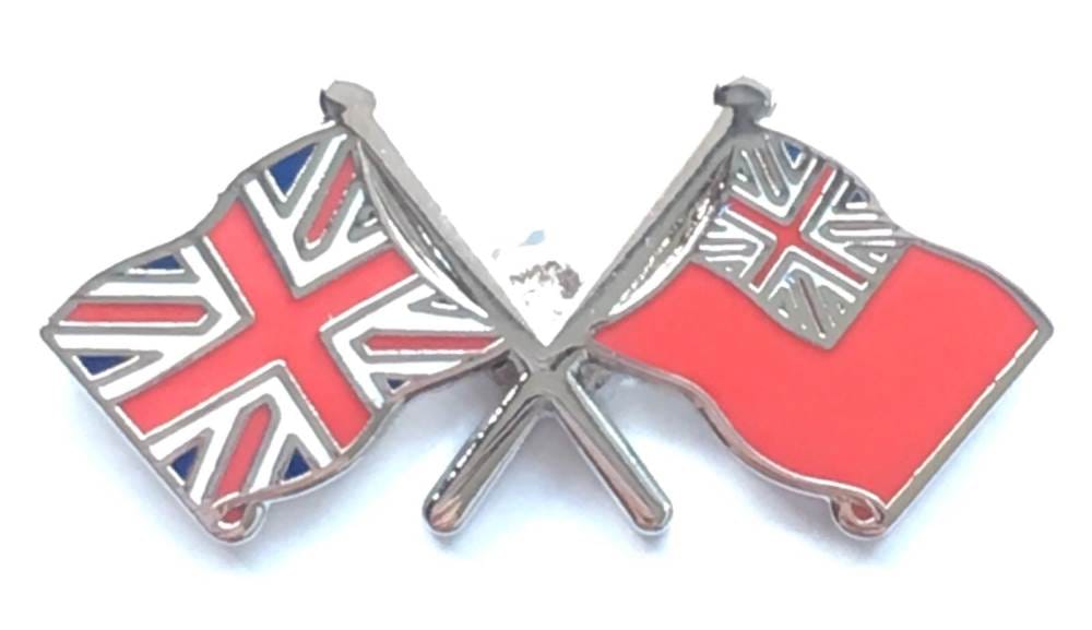 Union Jack and Naval Red Ensign Crest Military Enamel Lapel Pin Badge image 0