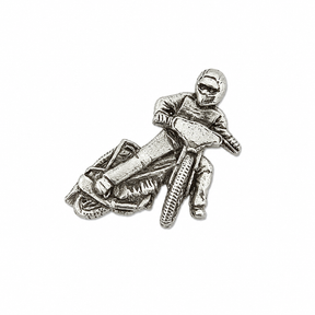 Pewter speedway motorcycle rider racing lapel pin badge