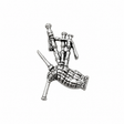 Pewter Scottish bagpipes pin badge with traditional Highland bagpipe design