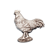 Handcrafted pewter cockerel pin badge featuring a detailed rooster design.