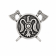Viking raven shield pewter pin badge with Norse Nordic decoration