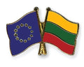 EU European Union & Lithuania Flags Friendship Courtesy Enamel Lapel Pin Badge image 0