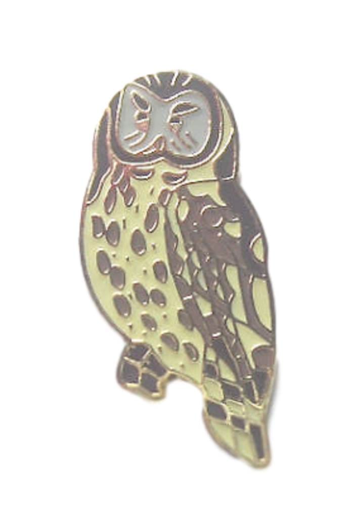 OWL BIRD - BARN OWL - TAWNY - ORNATHOLOGY HARD ENAMEL LAPEL PIN BADGE image 0