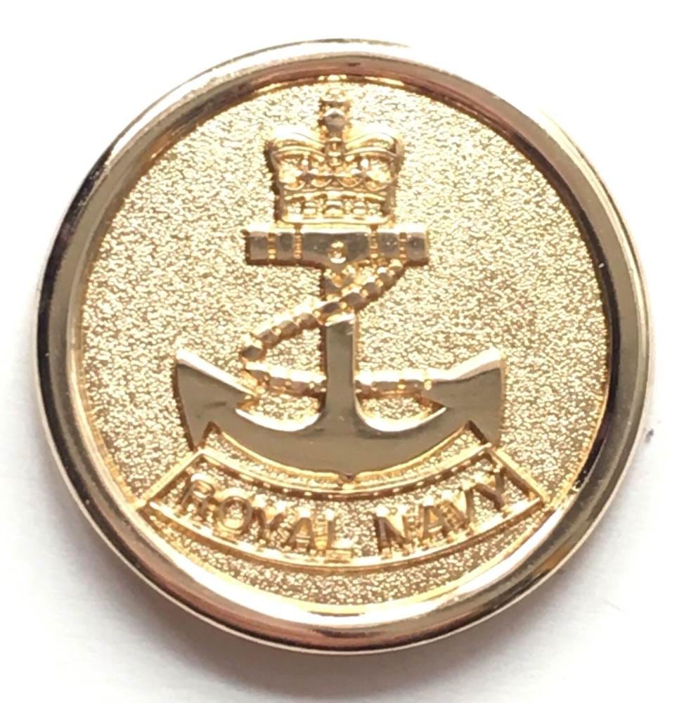 Royal Navy Crown and Anchor Gold Plated - MOD Approved Lapel Pin Badge image 0