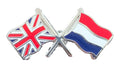 Union Jack & Holland Flags Friendship Courtesy enamel Lapel Pin Badge T072 image 0