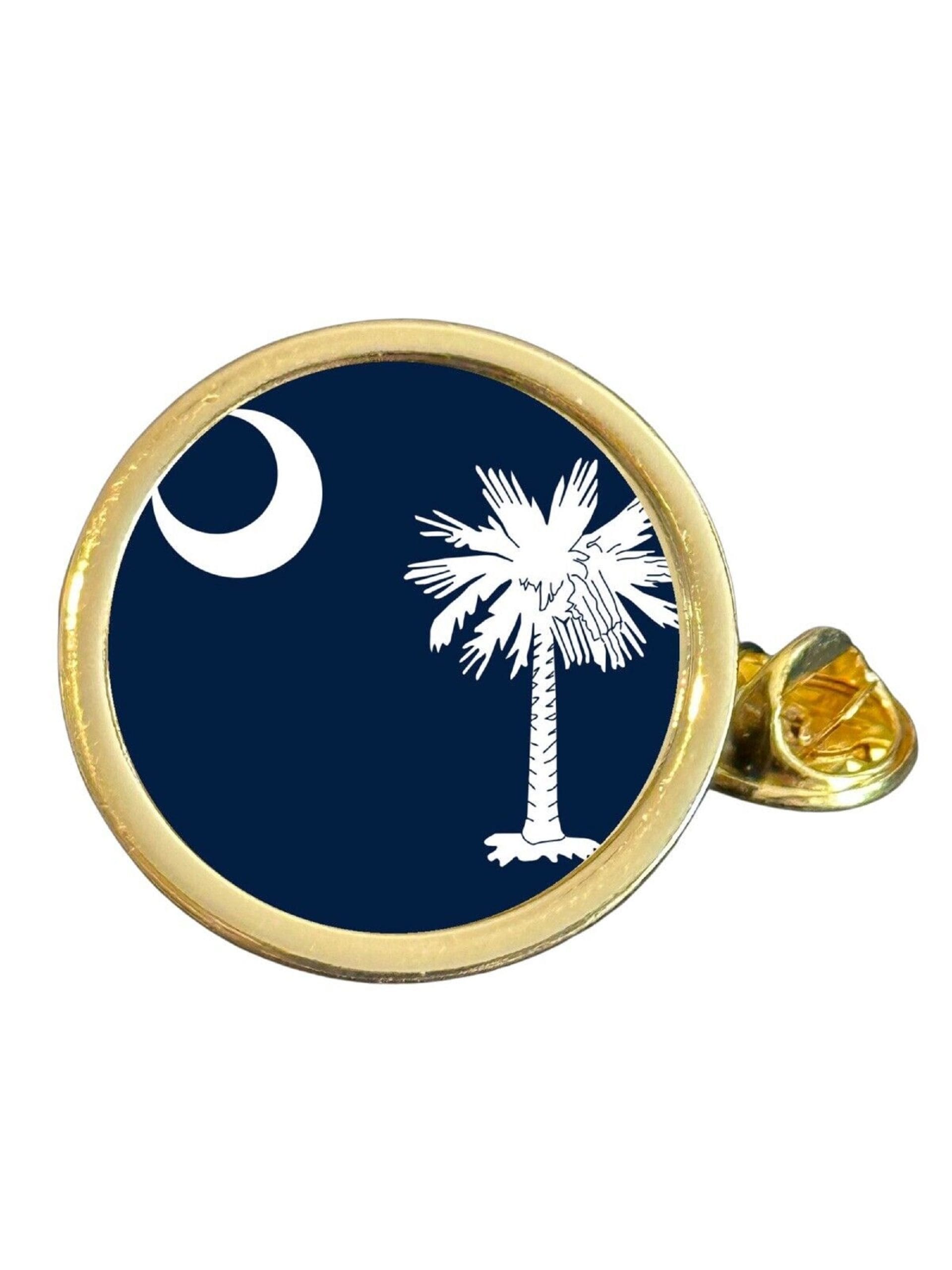 State Of South Carolina Part Flag USA Gold Plated Domed Lapel Pin Badge in Bag image 0