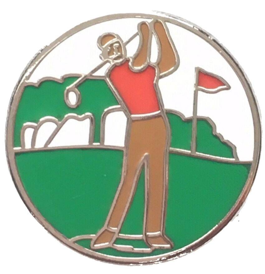 Golf Golfer Round Quality Enamel Lapel Pin Badge image 0