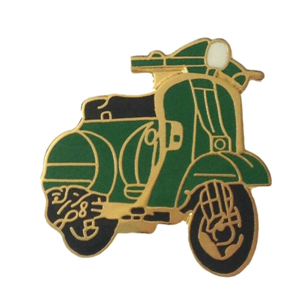 Green Scooter Mod Motorbike Biker Enamel Lapel Pin Badge image 0