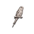 Handcrafted pewter budgerigar pin badge featuring a budgie perched on a branch.