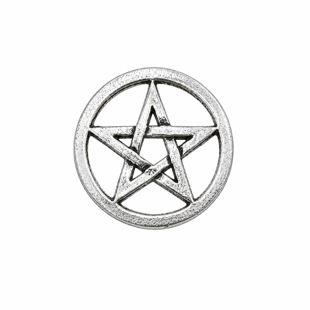 Pewter openwork pentagram pentacle five point star pin badge