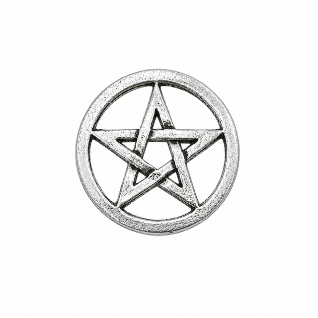 Pewter openwork pentagram pentacle five point star pin badge