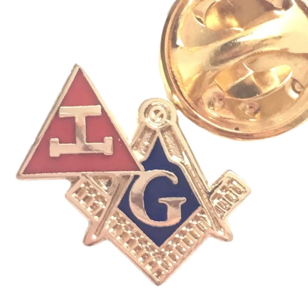 Royal Arch Triple Tau & Masonic Crest Freemason Enamel Lapel Pin Badge image 1