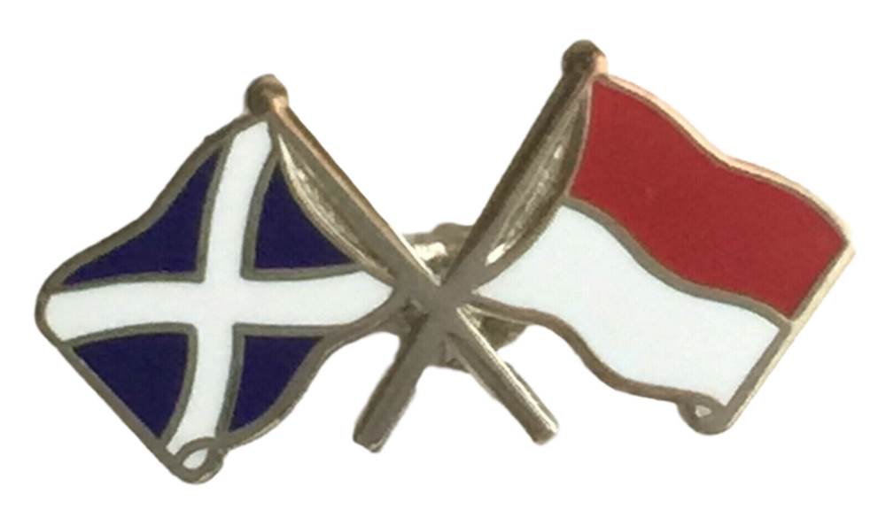 Scotland & Indonesia Flags Friendship Courtesy Enamel Lapel Pin Badge T939 image 0