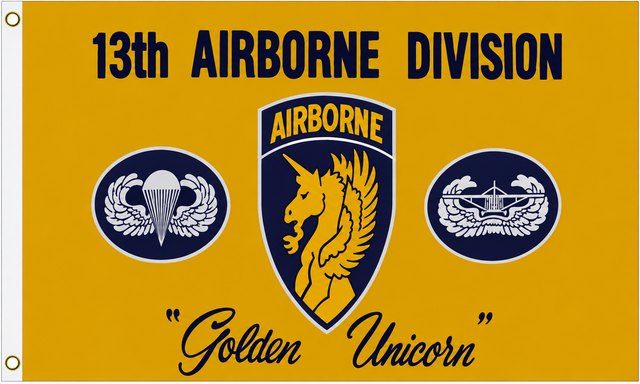 13th Airborne Division Golden Unicorn flag, 5ft x 3ft