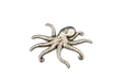 Detailed pewter Octopus pin badge featuring eight flowing tentacles with butterfly clutch fastening on a white background.