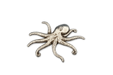 Detailed pewter Octopus pin badge featuring eight flowing tentacles with butterfly clutch fastening on a white background.