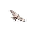 Handcrafted pewter osprey pin badge featuring an osprey in flight carrying a fish.