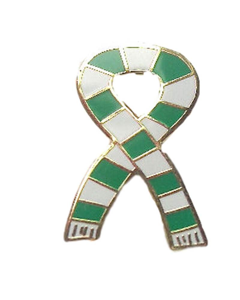 Celtic Retro Sports Scarf Green & White Quality Enamel Lapel Pin Badge image 0